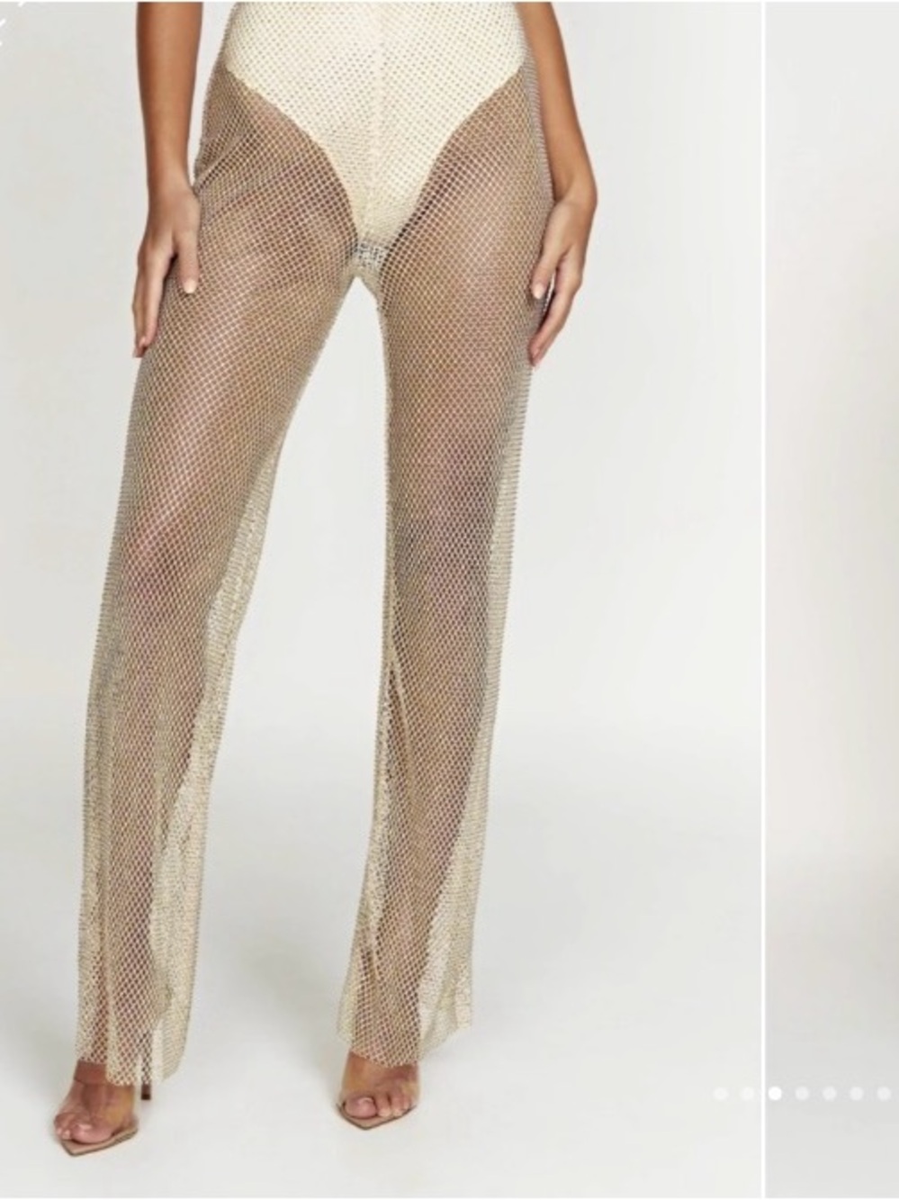 Meshki Diamante Cream Mesh Pants